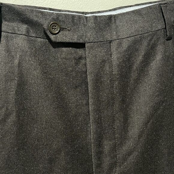 Enzo Mantovani Pants Men’s 38x30 Brown Zignone Wool Cashmere Pleated Trousers - Picture 3 of 8